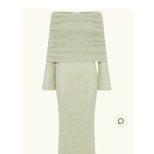 Meshki Marisol Off Shoulder Boucle Maxi Dress - Pastel Green